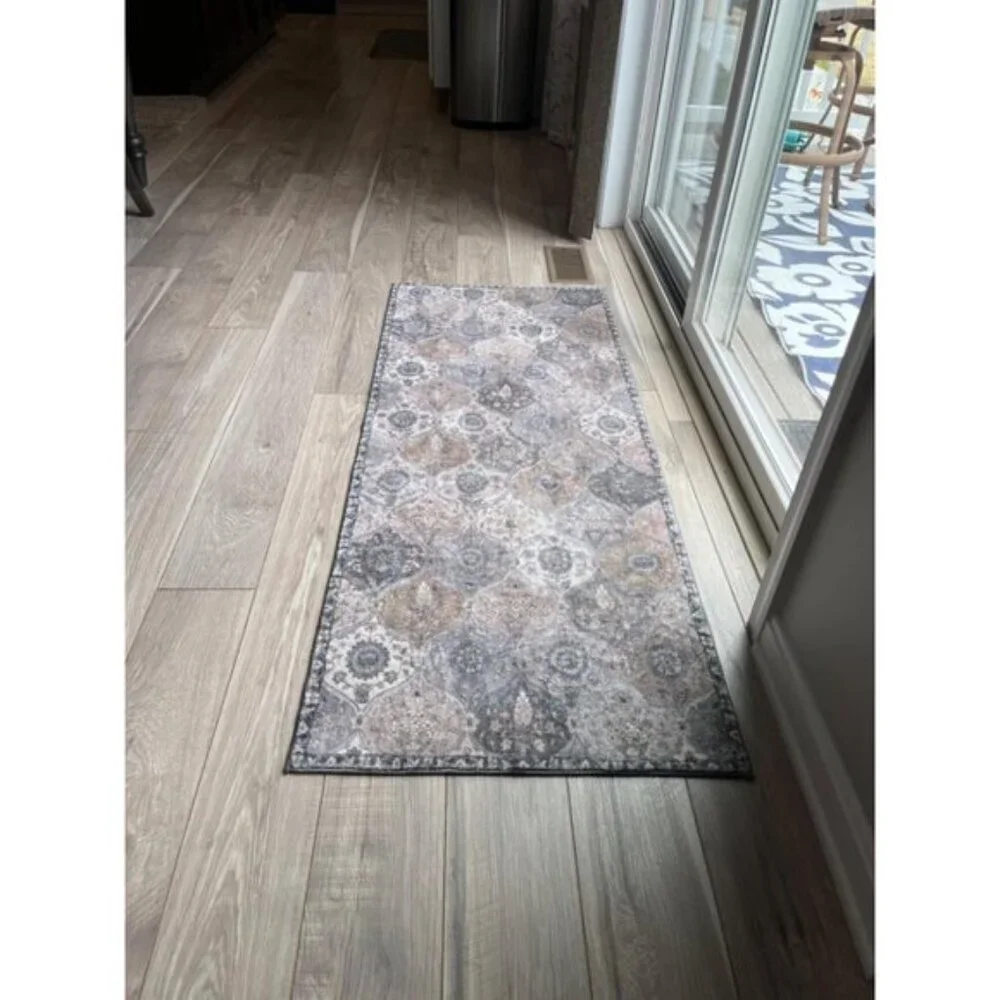 New 3x5 Moroccan Trellis Washable Rug Non-Slip Carpet for Home, Room & Entryway